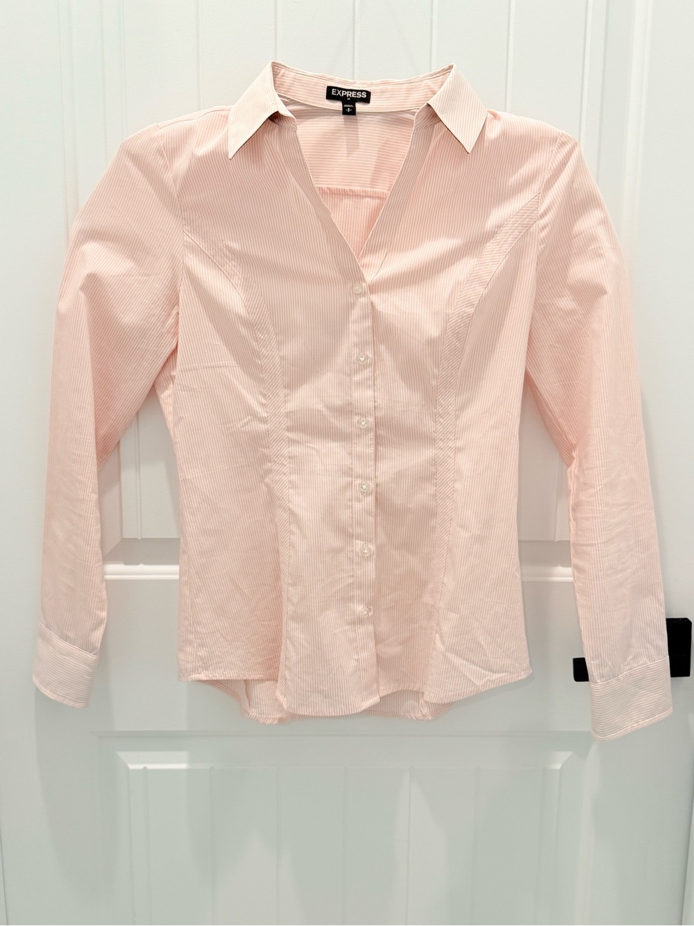 Express Light Pink Fitted Button-Down Collared Shirt